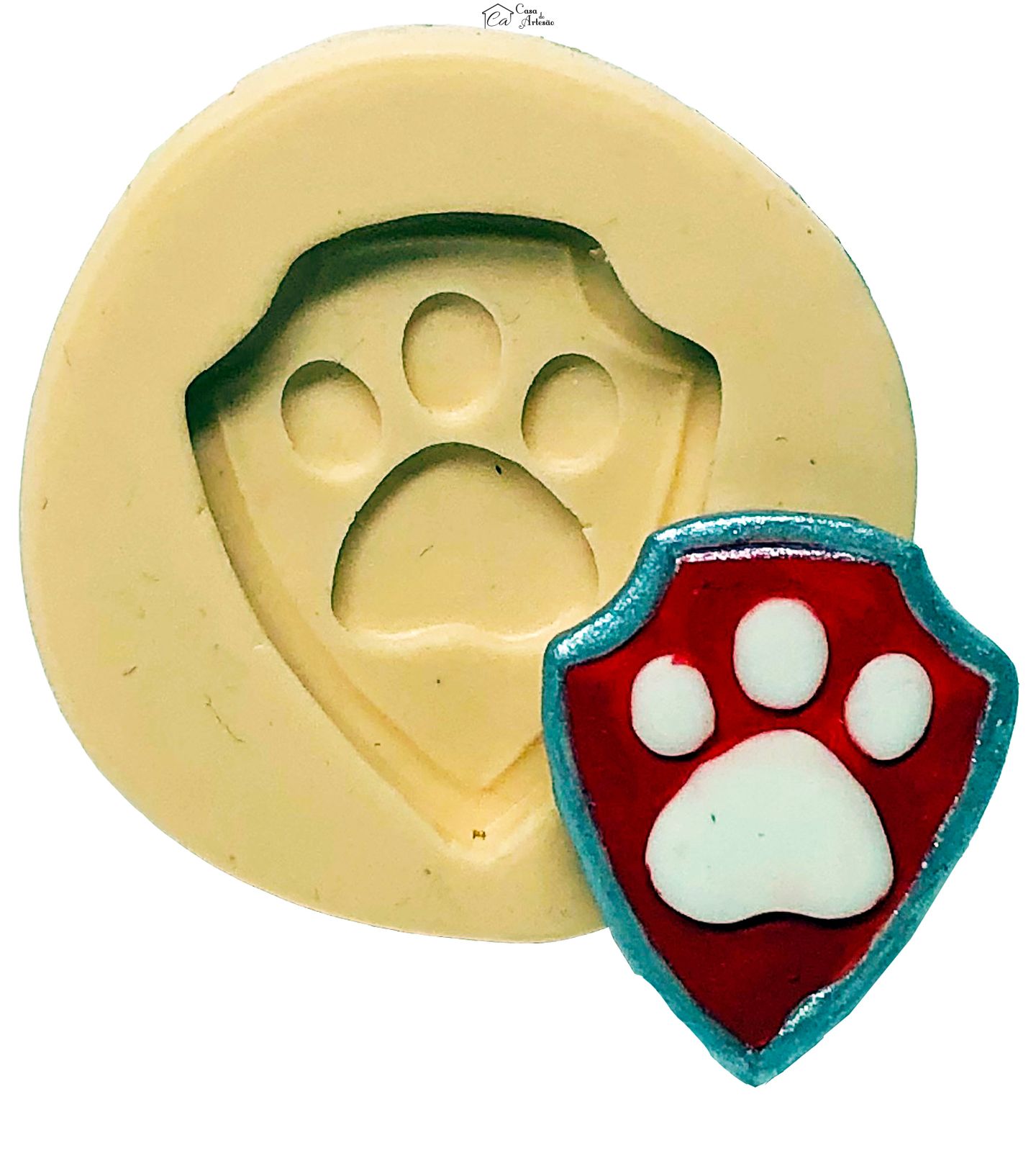 Molde de silicone - Patrulha Canina - Ryder - Escudo - Pq