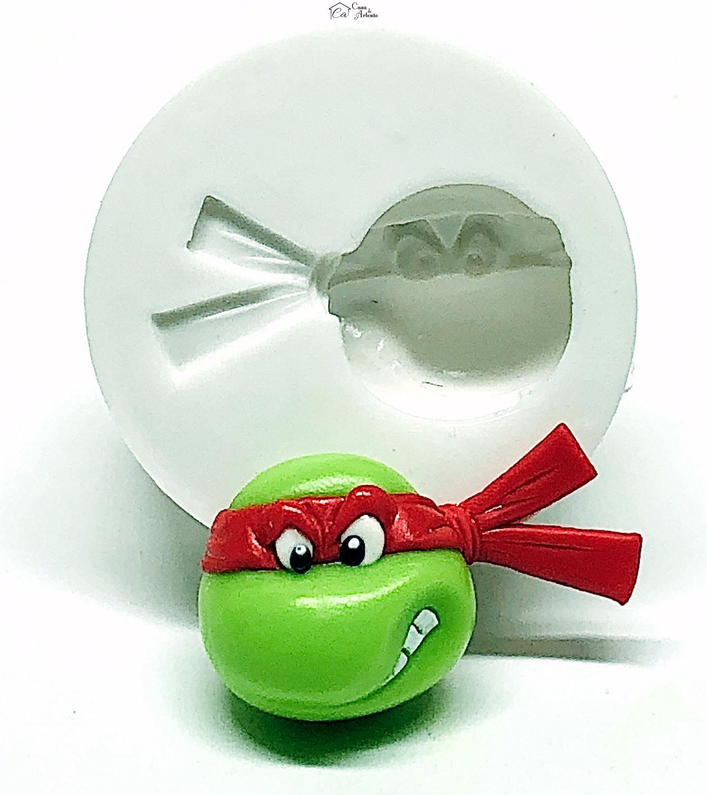 Molde de silicone - Tartarugas Ninjas - Rosto Rafael - Pequeno - P956