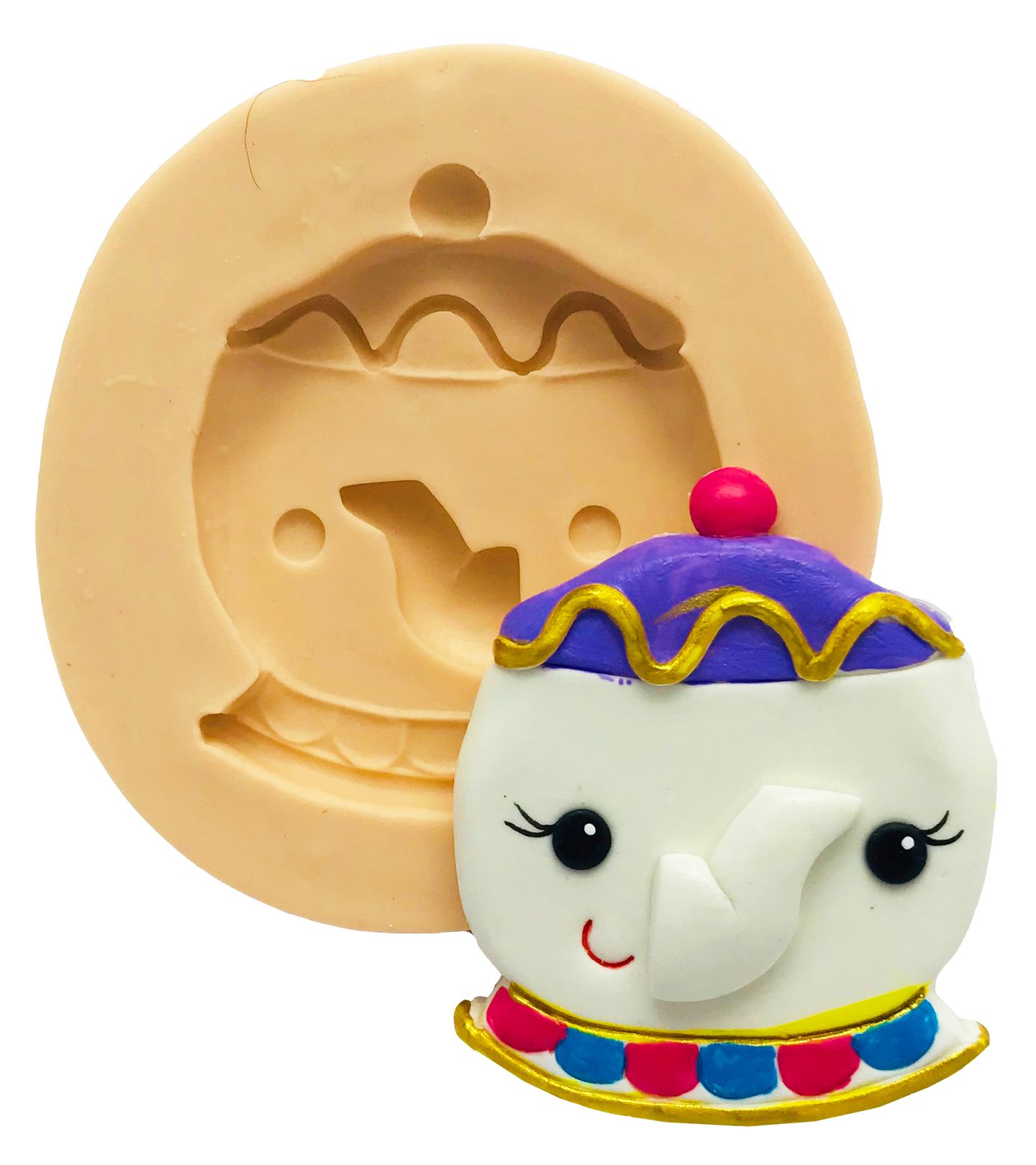 Molde de silicone - A Bela e A Fera - Bule Chapado - Medio - P456