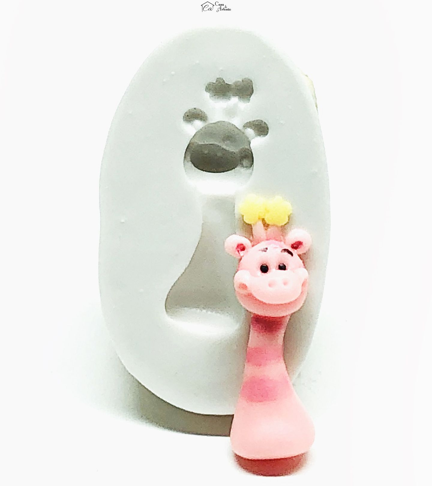 Molde de silicone - Jacarelvis - Rosto Girafinha - Pequeno - P966