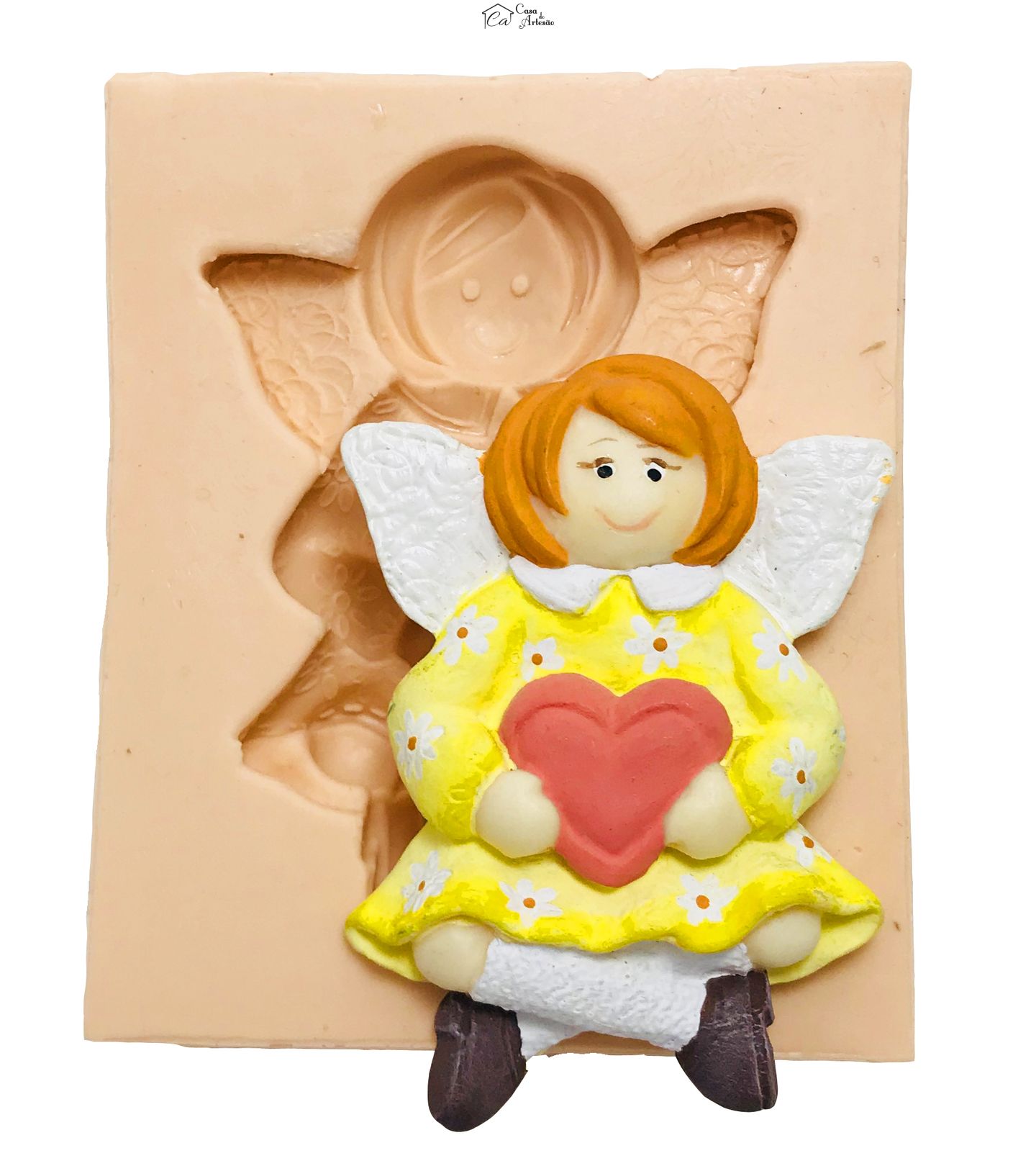 Molde de silicone - Anjo Segurando Coração - Mod.2 - P93-P68