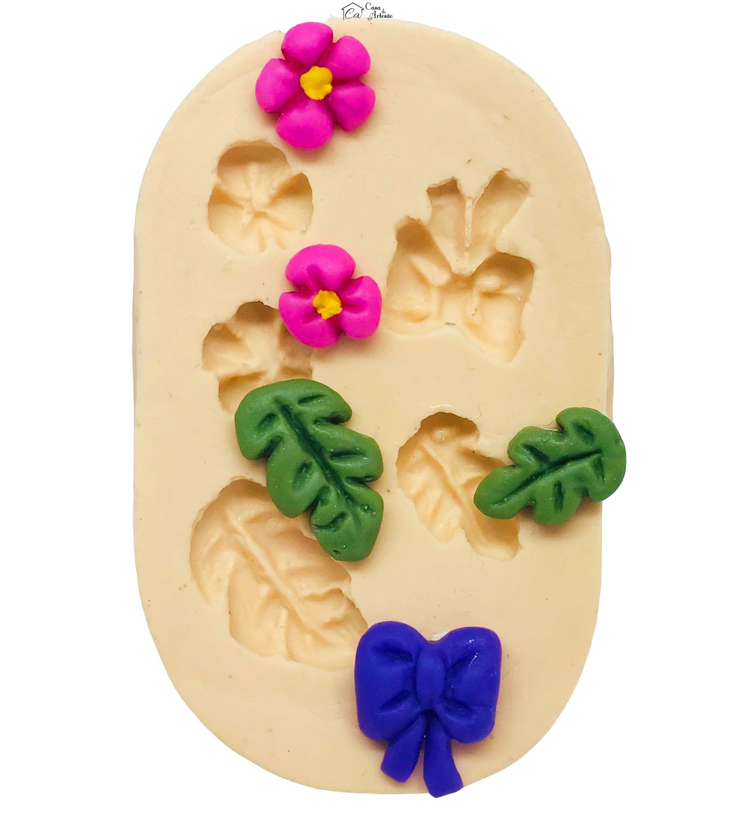Molde de silicone - Folhas, Flores e Laço - P05 - P50 - P60
