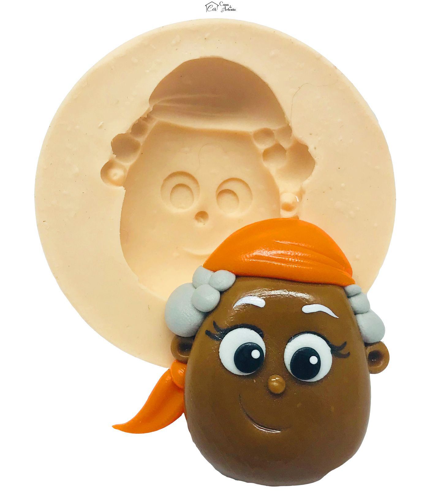 Molde de silicone - Sitio do Pica Pau Amarelo - Rosto Tia Nastacia - Grande - P485