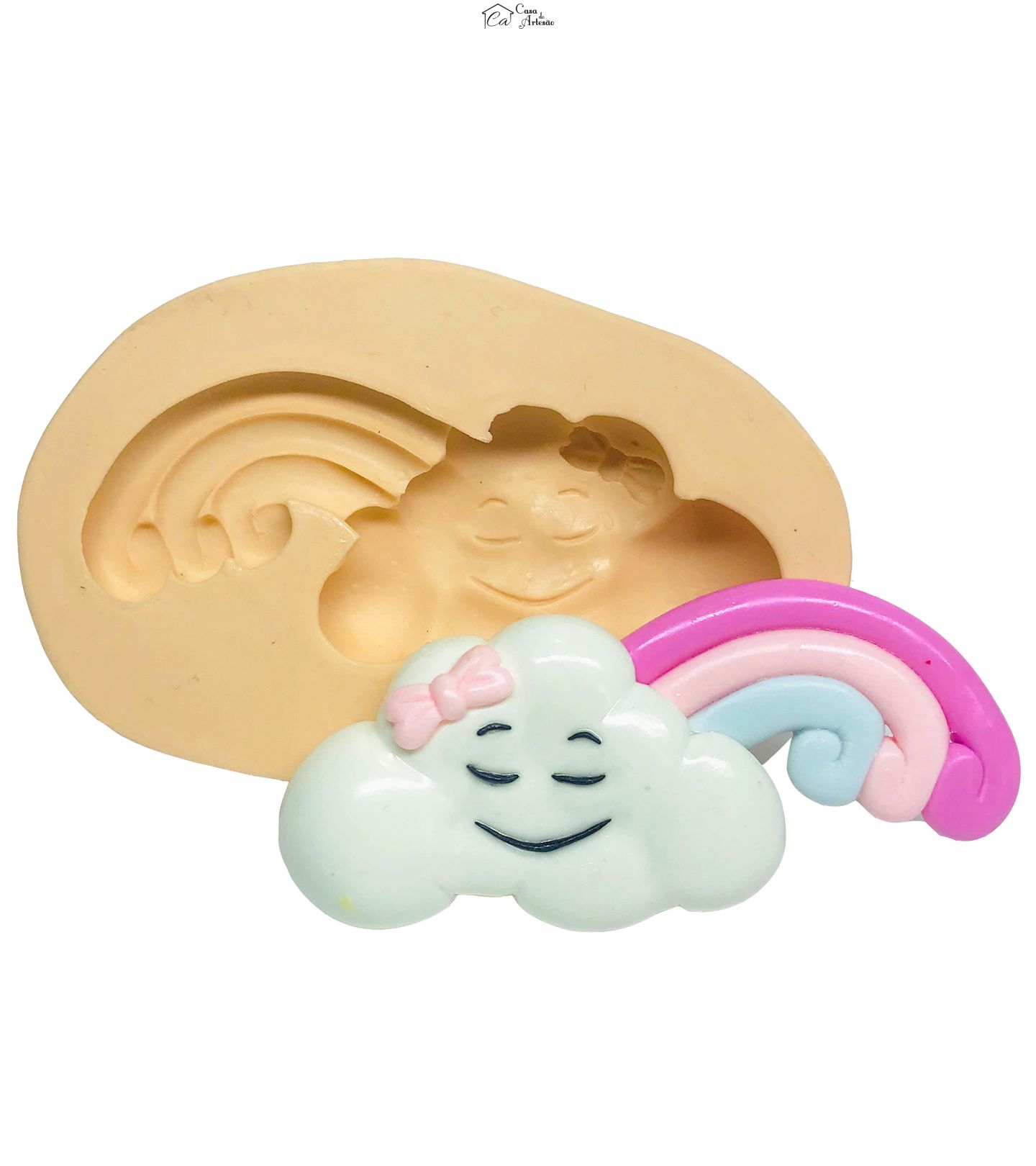 Molde de silicone - Chuva de Amor - Nuvem com Arco Iris - Mod.01  - Extra Grande - P516