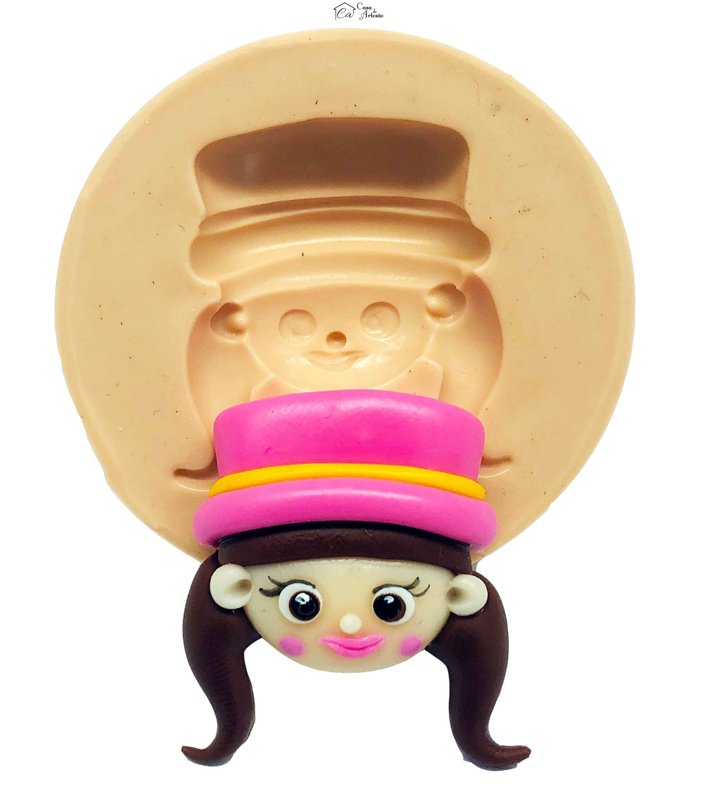 Molde de silicone - Circo Rosa - Rosto Domadora - Pequena - P819