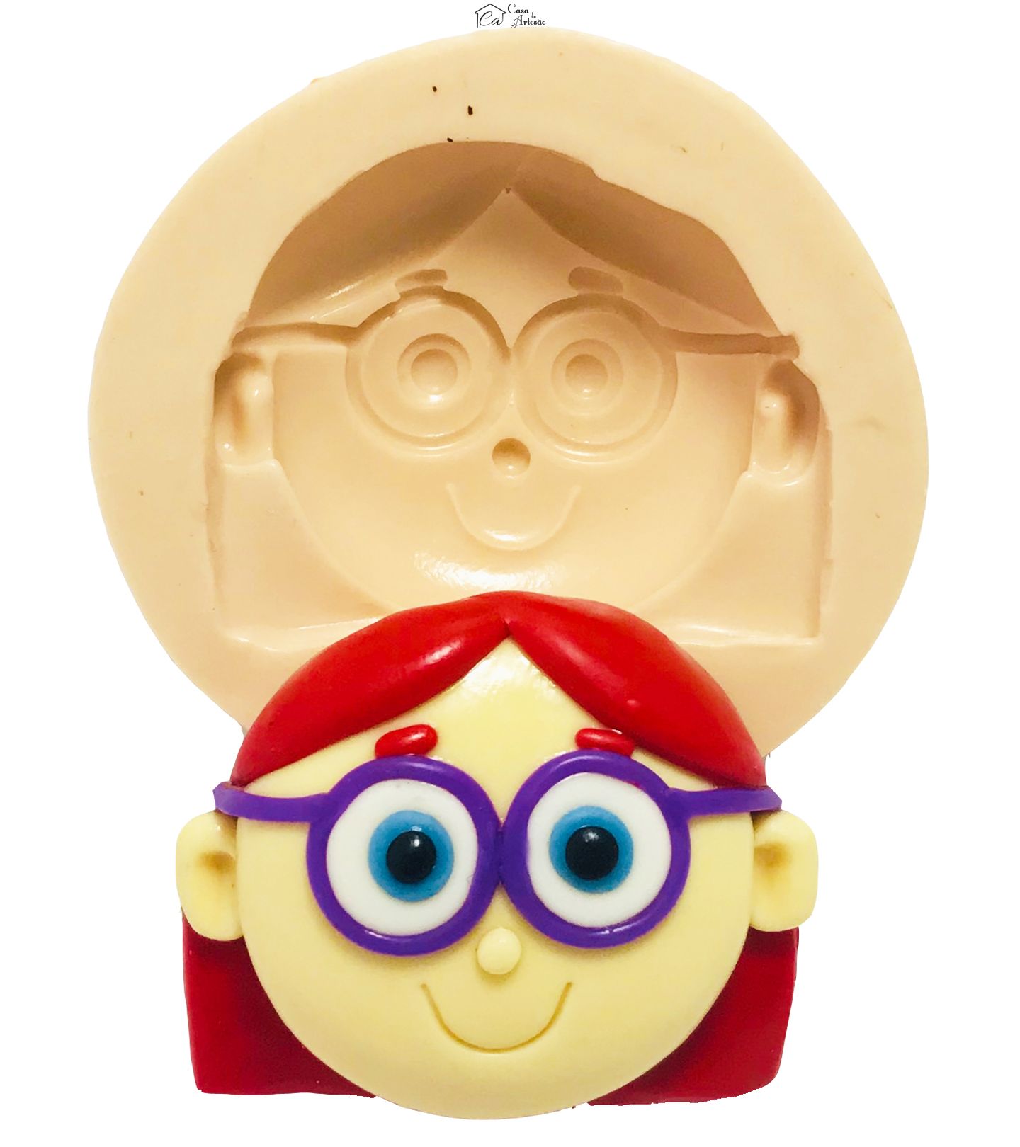 Molde de silicone - Os Pequerruchos - Rosto Dudinha - Medio - P419