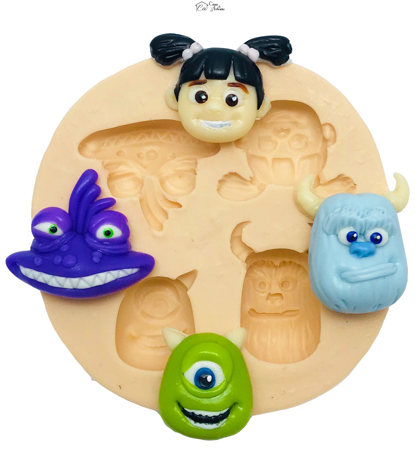 Molde de silicone - Monstros S/A - Rosto Turma - Pequeno - P455
