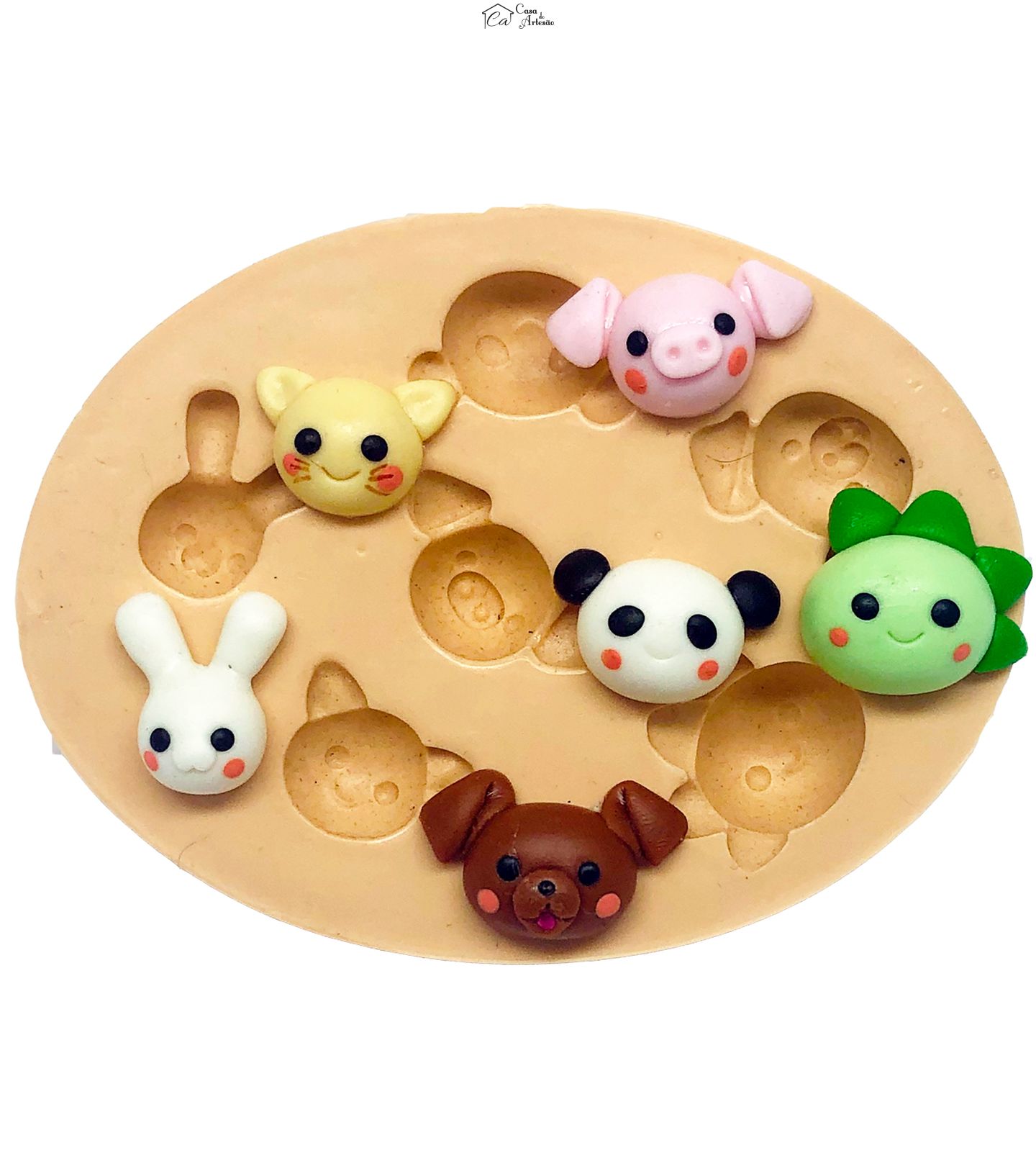 Molde de silicone - Kawaii - Rosto Animais (06) - Pequenos - P877