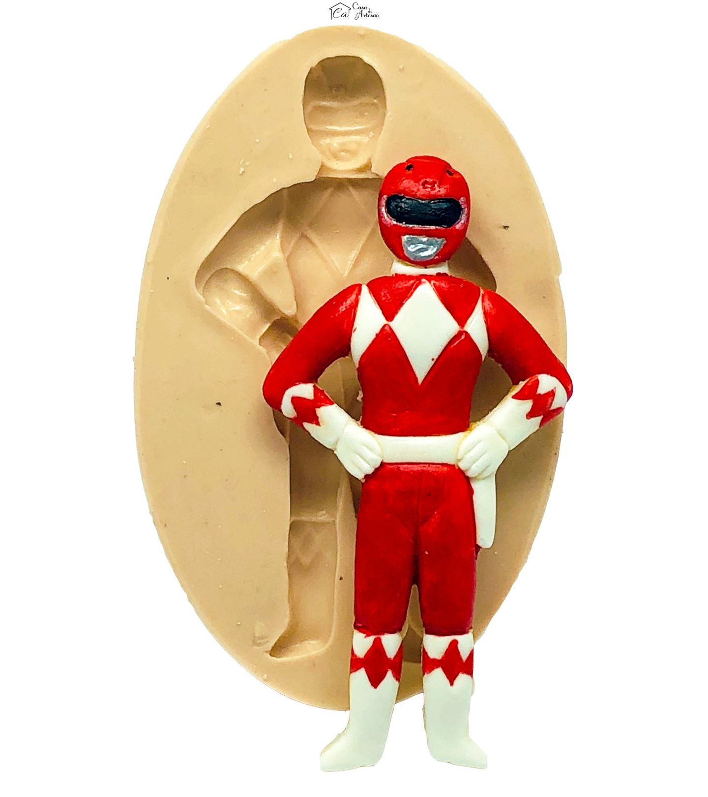 Molde de silicone - Power Ranger - Vermelho - Grande - P791