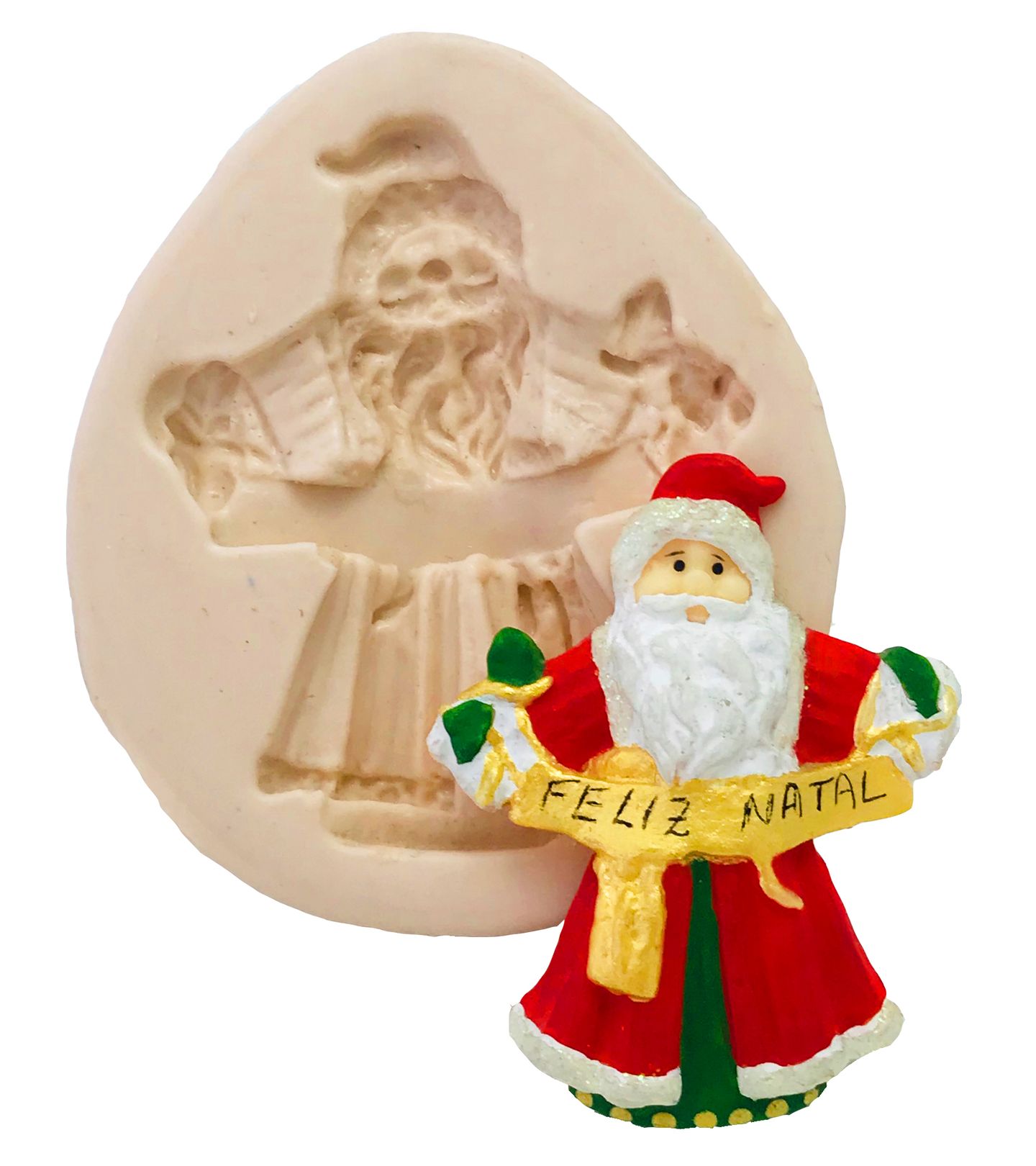 Molde de silicone - Papai Noel c/ Faixa Dourada