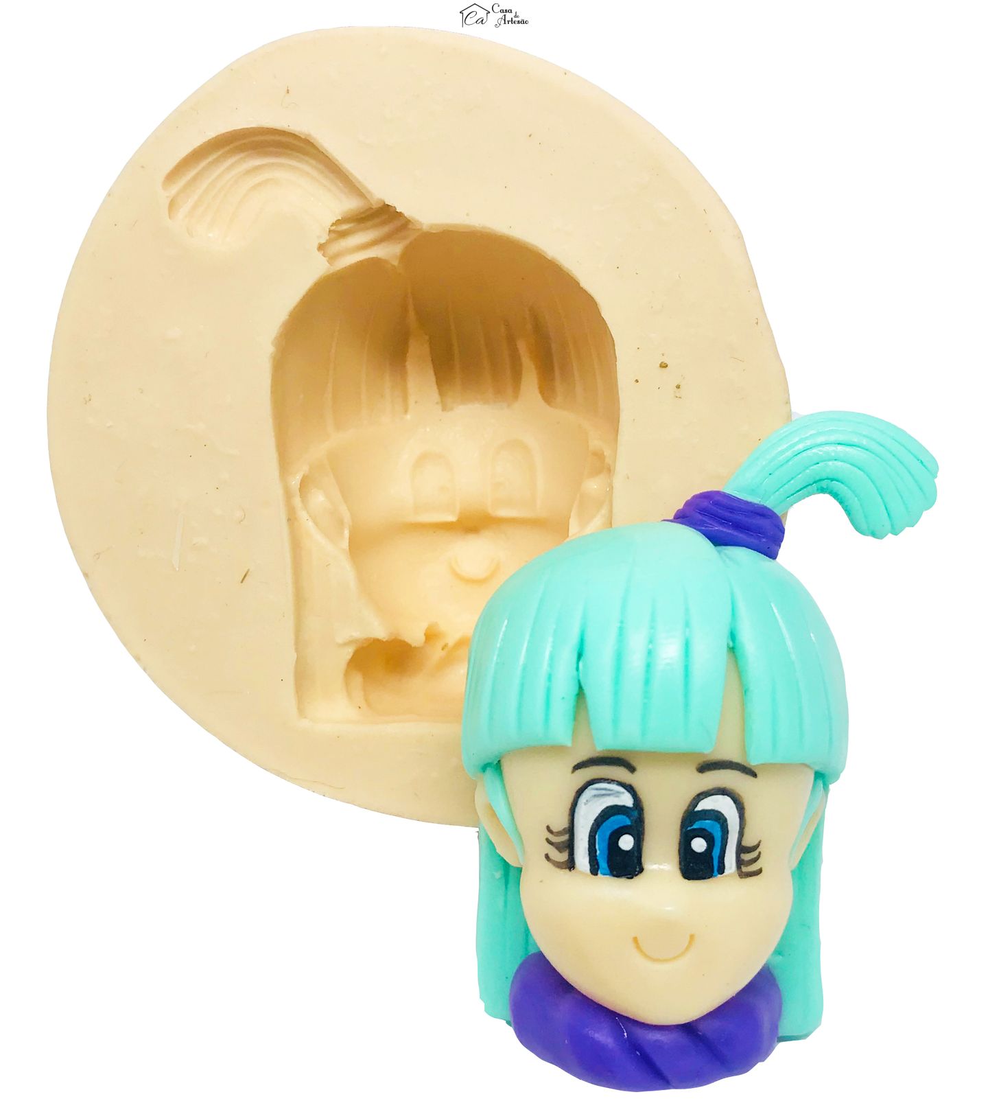 Molde de silicone - Dragon Ball - Rosto Bulma - Grande - P489