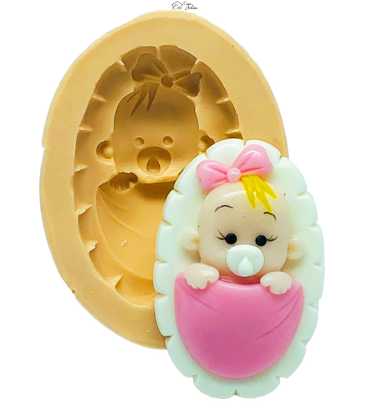 Molde de silicone - Bebê com Chupeta - Menina - Media - P813